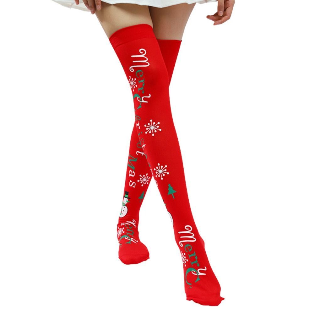 Christmas Over Knee and Thigh High Warm Socks, 70 cm Length Cozy Polyester Knit, Festive Design for Holiday Parties and Cold Weather Wear - Image 1