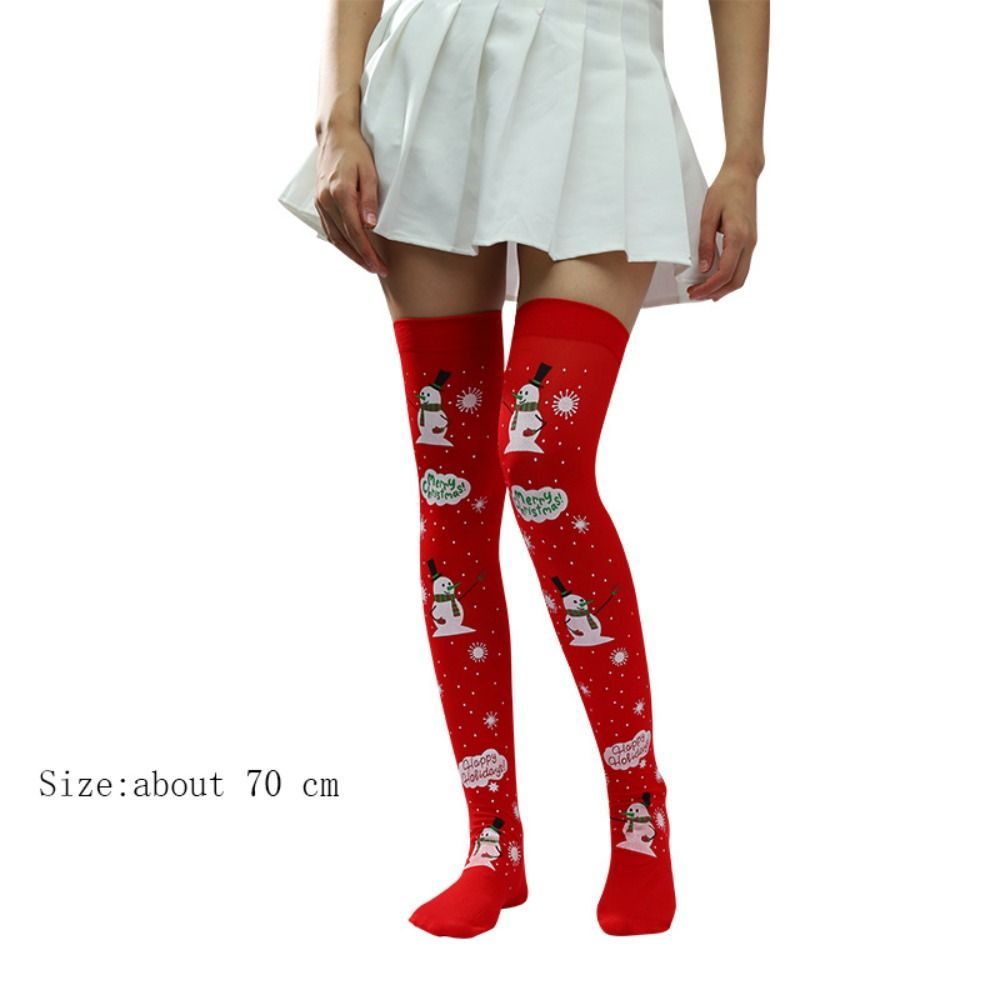 Christmas Over Knee and Thigh High Warm Socks, 70 cm Length Cozy Polyester Knit, Festive Design for Holiday Parties and Cold Weather Wear - Image 2