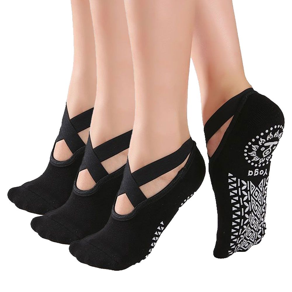 Women's Anti-Slip Yoga Pilates Ballet Dance Socks with Silicone Grips, Combed Cotton Breathable Design for US 5.5-11, Ideal for Barefoot Workouts and Home Use - Image 1