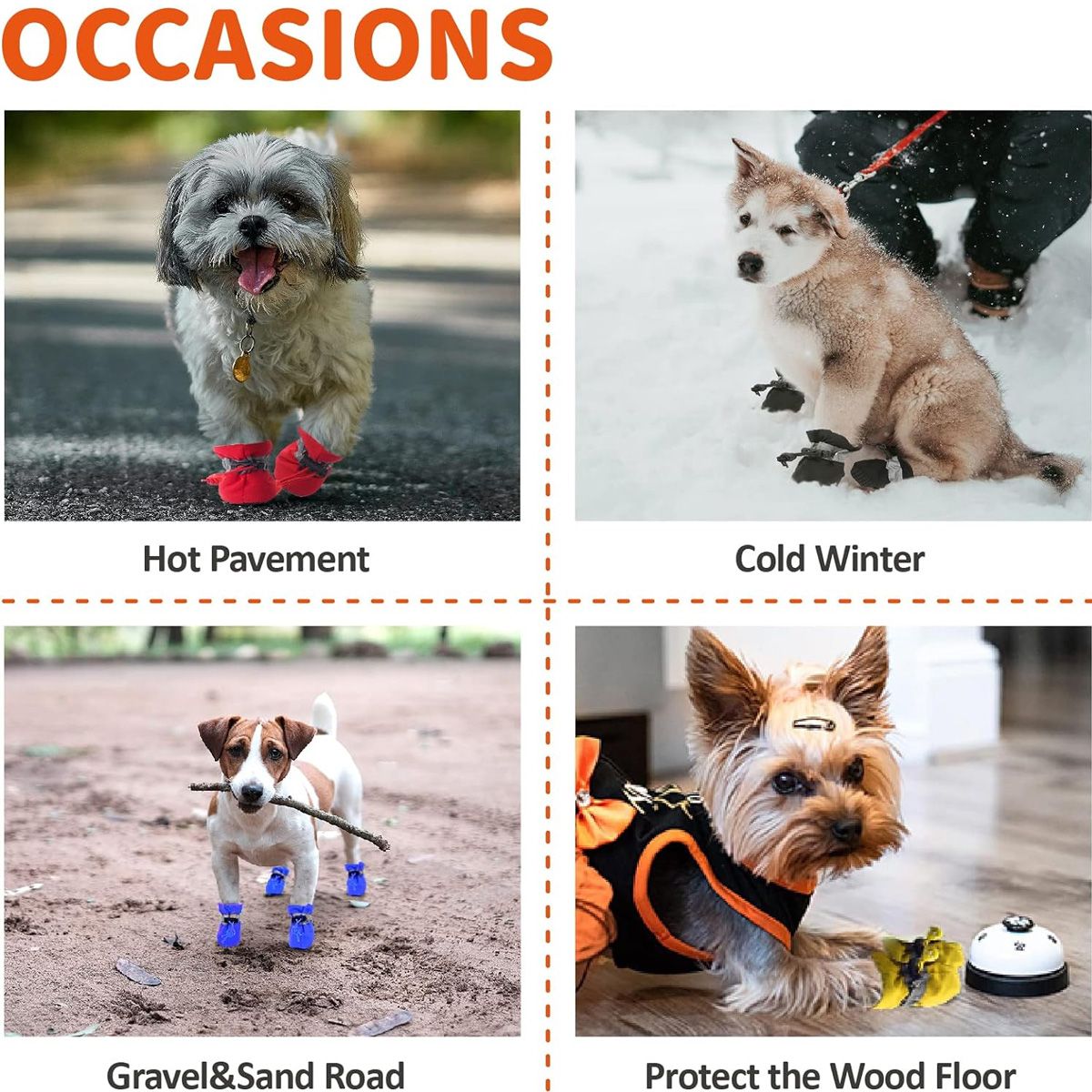 Black Dog Boots Paw Protectors with Reflective Straps, Non-Slip Nylon Cotton Shoes 4 Pieces for Small Medium Dogs, Adjustable Sizes 4-7 for Outdoor Walking - Image 5
