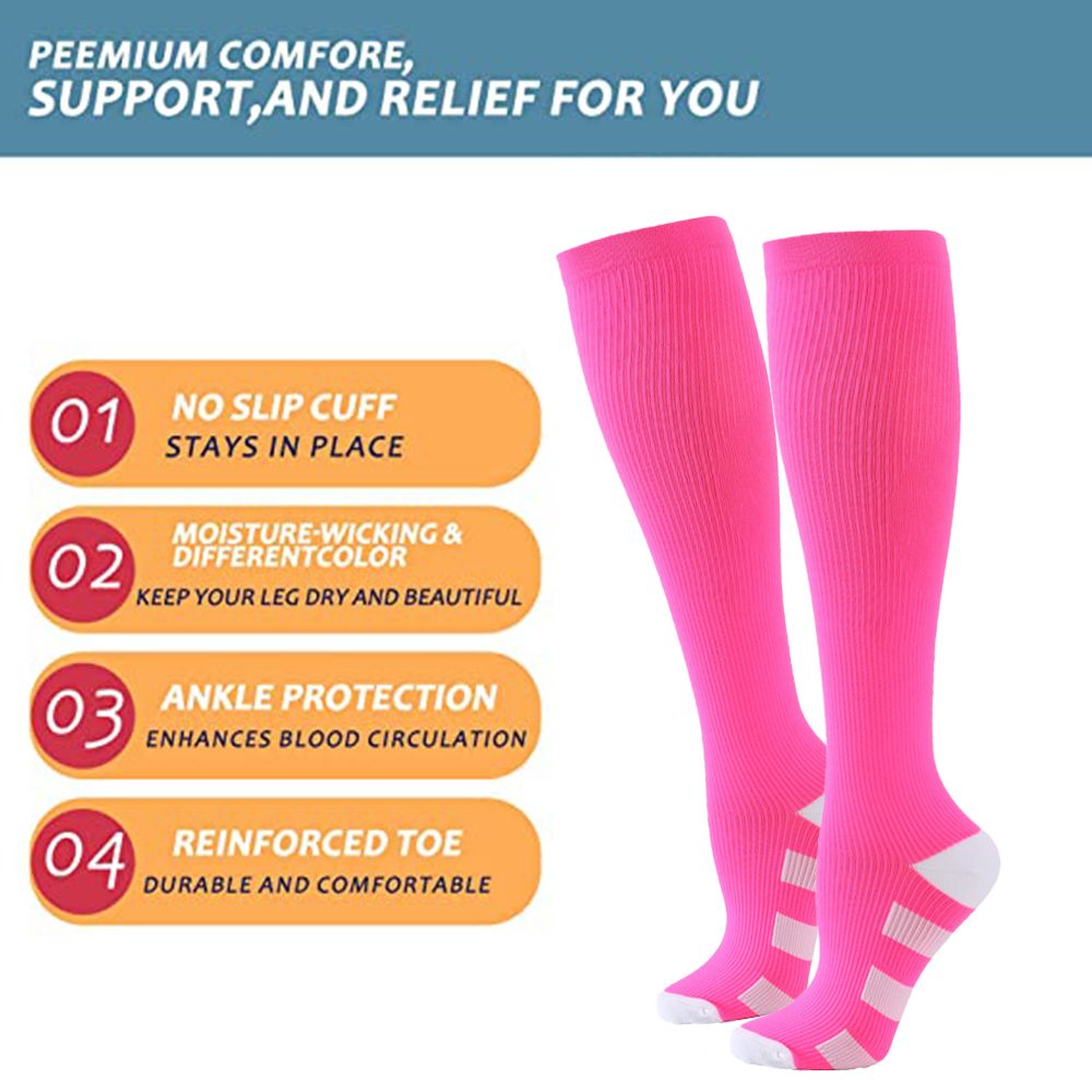 Wide Calf Compression Socks for Nurses and Runners, 90% Nylon 10% Spandex Graduated Support for Circulation, Breathable Stretchy Fit for All-Day Comfort - Image 3