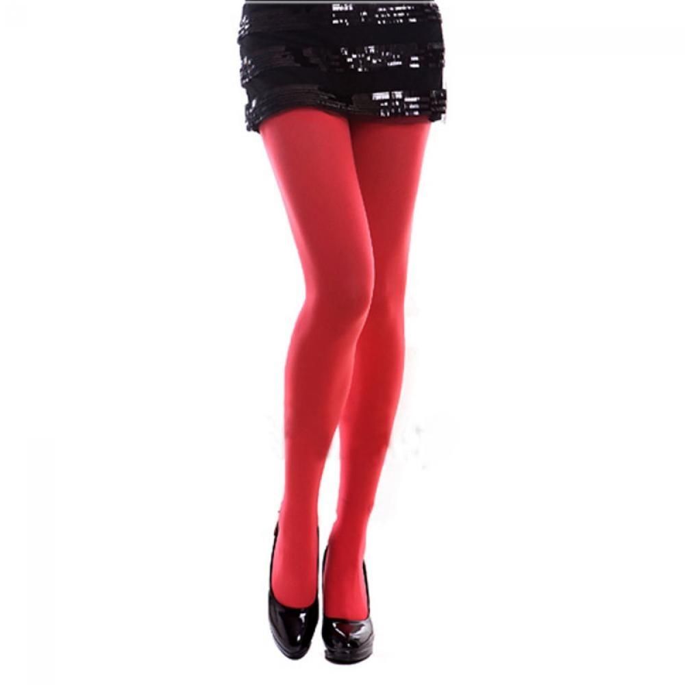 Red Thick High Elasticity Tights 120 Denier, 80% Nylon 20% Spandex One Size for Women, Ultra Soft Stretchy Durable Full Foot Pantyhose for Winter - Image 1