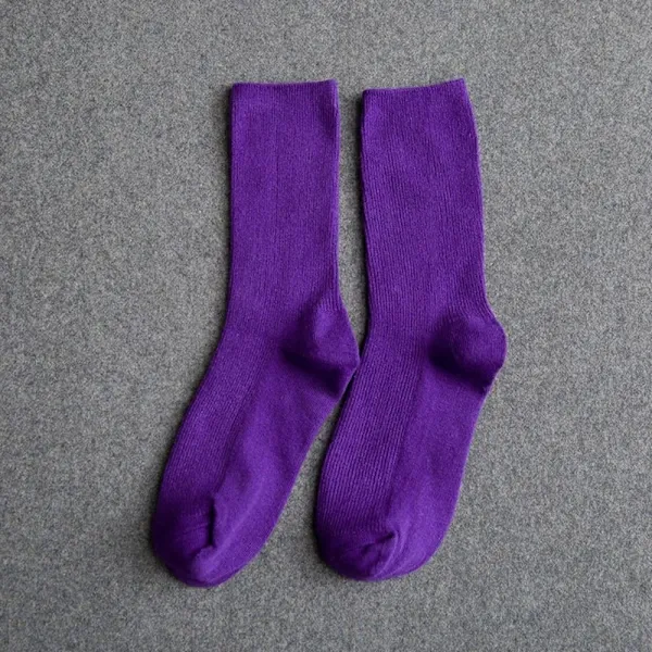 Dark Purple Harajuku Pile Tube Socks for Women, 80% Cotton Nylon Blend, Boots Cosplay Gothic Japanese Style, Size 34-42 EUR with Thick Cushion - Image 1