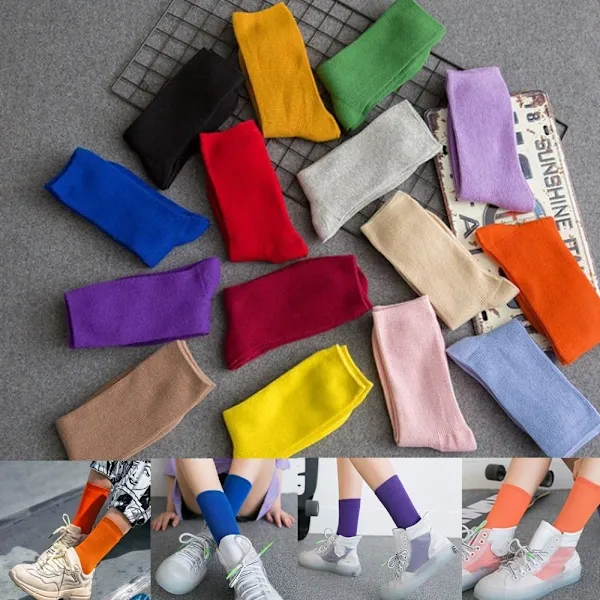 Dark Purple Harajuku Pile Tube Socks for Women, 80% Cotton Nylon Blend, Boots Cosplay Gothic Japanese Style, Size 34-42 EUR with Thick Cushion - Image 2