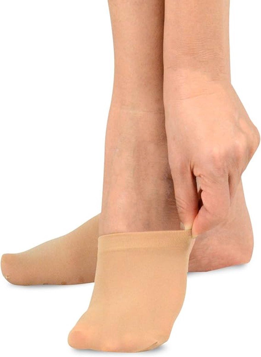 Beige Fine Cotton Toe Socks 5 Pairs, Invisible Half Socks with Non-Slip Silicone Seamless Design for Sandals Dress Shoes and Yoga, One Size for Women - Image 3