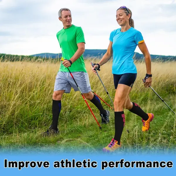 Unisex Knee-High Compression Socks 6 Pairs for Running Sports Travel Flying Cycling, 360-Degree Stretch Breathable L/XL with Upgraded Nylon for Muscle Support - Image 2
