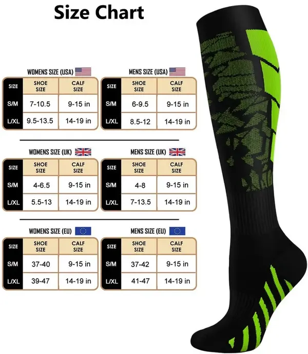 Unisex Knee-High Compression Socks 6 Pairs for Running Sports Travel Flying Cycling, 360-Degree Stretch Breathable L/XL with Upgraded Nylon for Muscle Support - Image 5