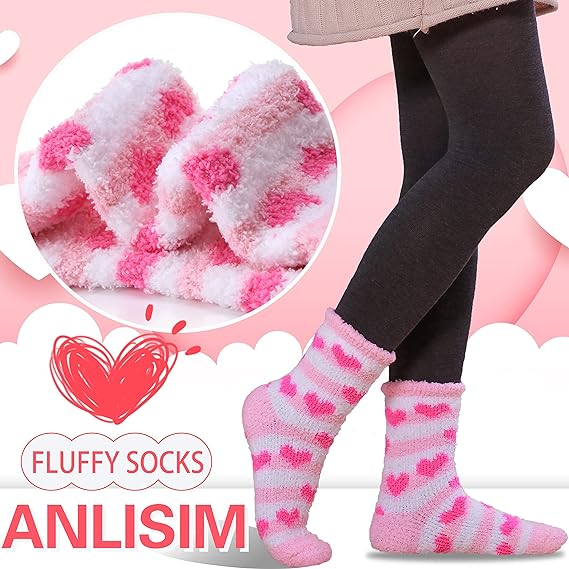 Pink Thick Plush Winter Socks 6 Pairs for Women, Cozy Fuzzy Warm Lining Soft Breathable Fit US 5-10, Perfect for Slipper Christmas and Outdoor Wear - Image 2