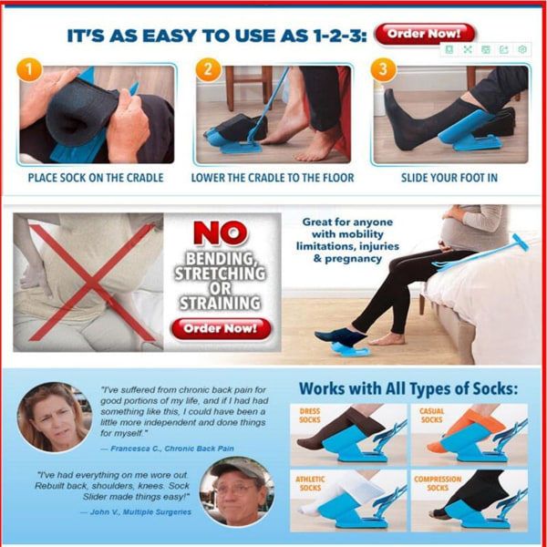 Sock Aid Tool for Put On and Take Off Support Stockings, Ergonomic Cradle Design with Soft Rubberized Grip, Suitable for Compression Socks, Seniors and Pregnancy - Image 5