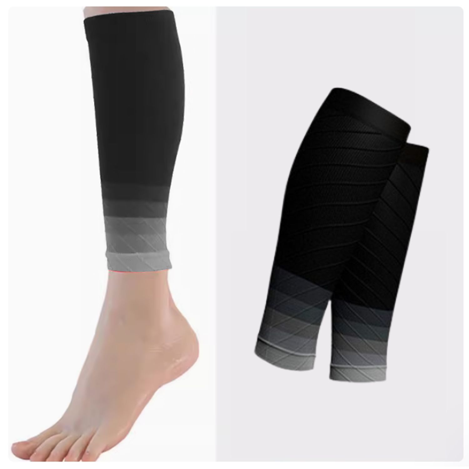 Gray Calf Compression Support Socks 1 Pair, Lightweight Breathable Nylon Improves Blood Circulation and Reduces Muscle Fatigue for Sports and Daily Wear - Image 2