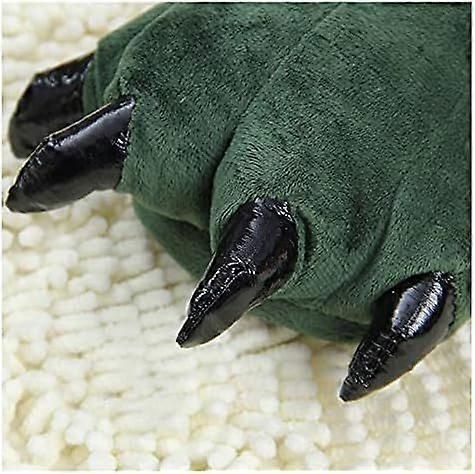 Green Plush Animal Paw Slippers for Men Women Kids, Fuzzy Dinosaur Claw Design with Non-Slip Sole, Cozy Warm House Slippers Size 40-43 for Indoor Comfort - Image 4