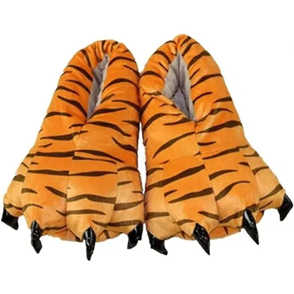 Unisex Animal Paw Clog Slippers Chicken Bird Foot Cow Tiger Giraffe Design, Soft Fleece Lined Non-Slip Sole, Size L 40-45 for Fun Halloween Party and Home Wear - Image 2