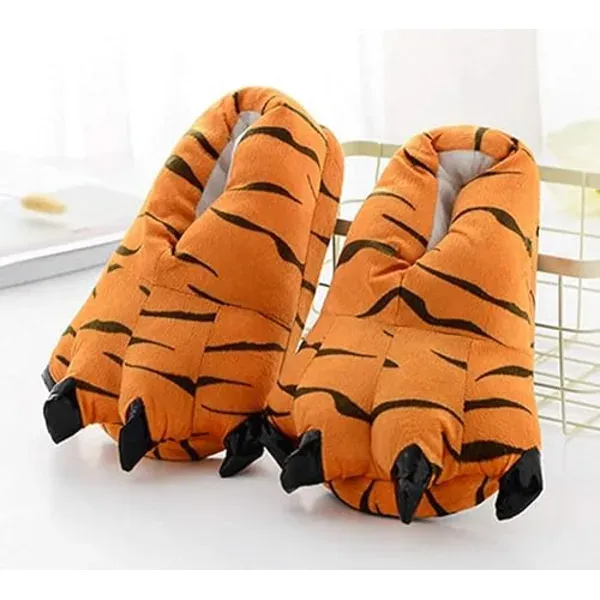 Unisex Animal Paw Clog Slippers Chicken Bird Foot Cow Tiger Giraffe Design, Soft Fleece Lined Non-Slip Sole, Size L 40-45 for Fun Halloween Party and Home Wear - Image 3