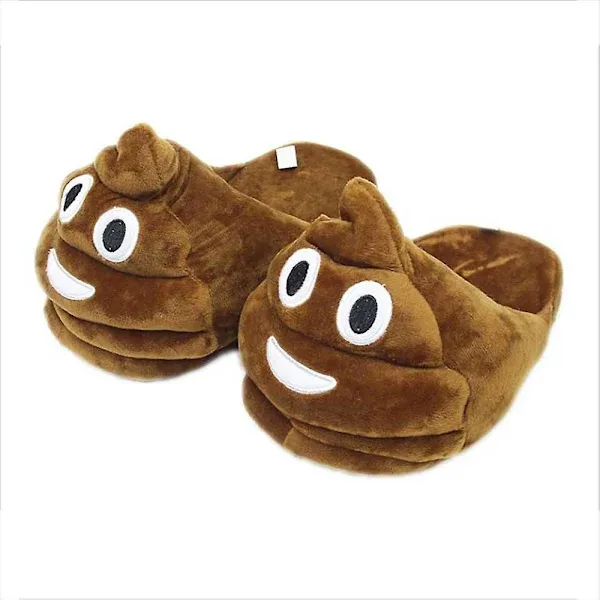 Funny Fuzzy Stuffed Poop Slippers for Adults, Cute Emoji Style with Non-Slip Silicone Sole, Soft Cotton Lining for Warmth, One Size 38-44 for Cosplay and Home - Image 1