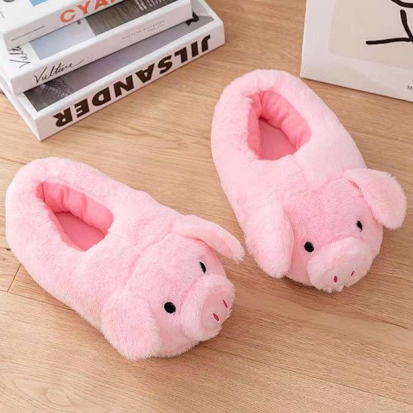 Pink Cute Pig Cartoon Animal Slippers for Women, Warm Plush Lining Soft Breathable Non-Slip Thick Sole, Available in Sizes 36-44 for Cozy Home Wear - Image 1