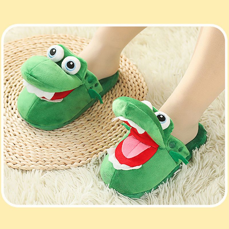Cartoon Crocodile Cotton Slippers for Adults, Fun Opening Mouth Design with Memory Foam Insole, Non-Slip Soft Plush for Home 38-39 - Image 6