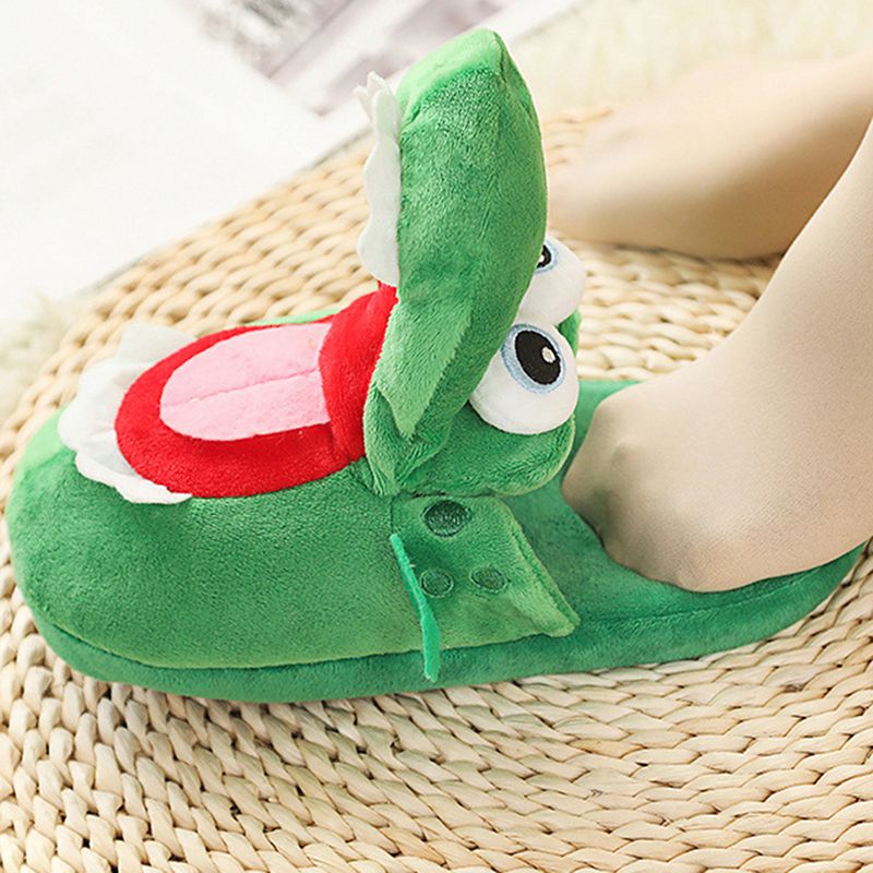 Cartoon Crocodile Cotton Slippers for Adults, Fun Opening Mouth Design with Memory Foam Insole, Non-Slip Soft Plush for Home 38-39 - Image 7