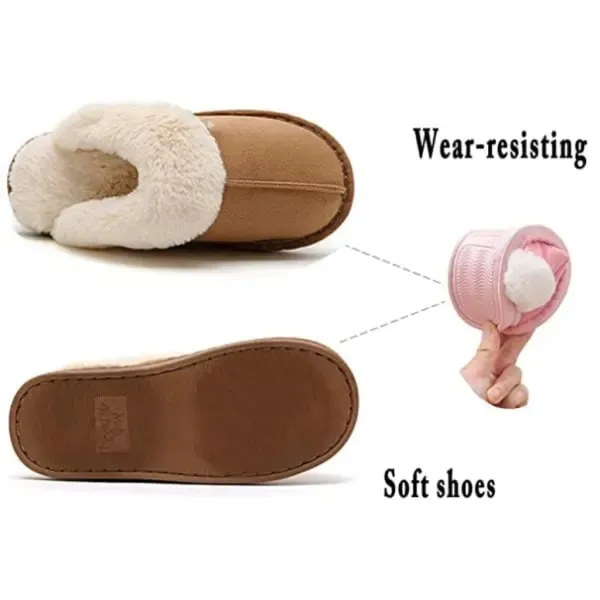 Men's Winter Warm Faux Fur Flat Slippers for Size 42-43, Soft Coral Fleece Lining with Non-Slip Rubber Sole, Cozy Indoor Home Shoes - Image 2