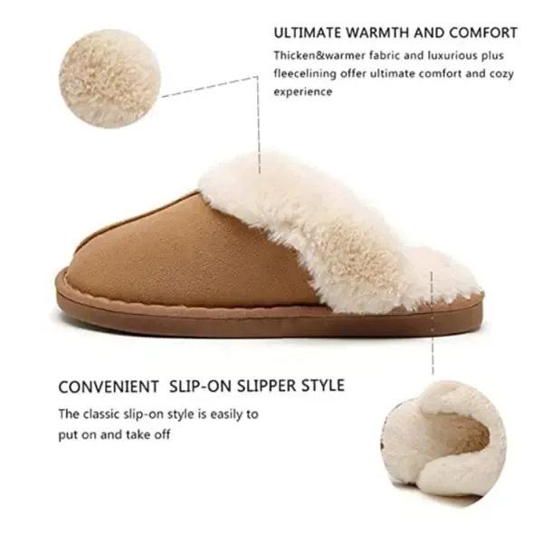 Men's Winter Warm Faux Fur Flat Slippers for Size 42-43, Soft Coral Fleece Lining with Non-Slip Rubber Sole, Cozy Indoor Home Shoes - Image 3