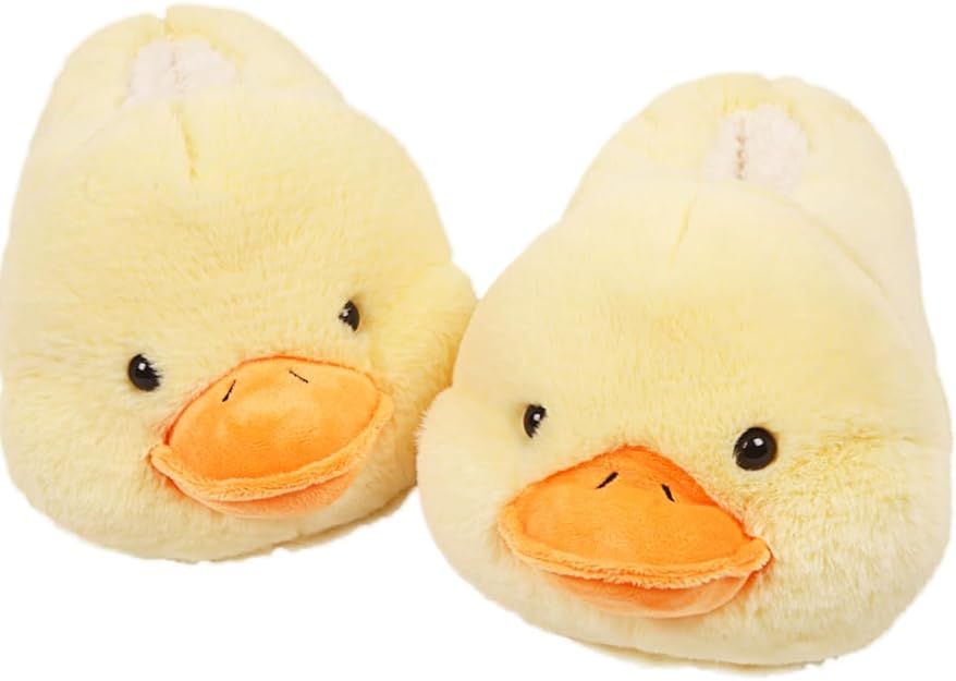Cute Fuzzy Duck Shark Lion Dog Animal Slippers for Women, Non-Slip Indoor Outdoor House Shoes, Soft Plush with Memory Foam Sole EU Size 41-45 - Image 1