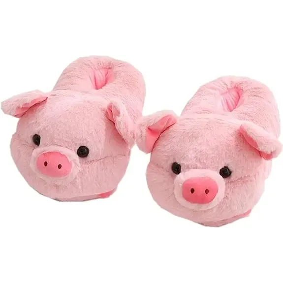 Pink Cute Pig Cartoon Animal Slippers for Women, Warm Plush Lining Soft Breathable Non-Slip Thick Sole, Available in Sizes 36-44 for Cozy Home Wear - Image 1