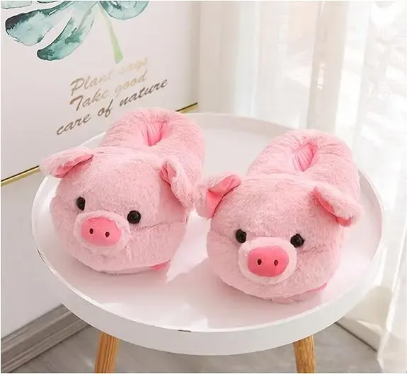 Pink Cute Pig Cartoon Animal Slippers for Women, Warm Plush Lining Soft Breathable Non-Slip Thick Sole, Available in Sizes 36-44 for Cozy Home Wear - Image 3