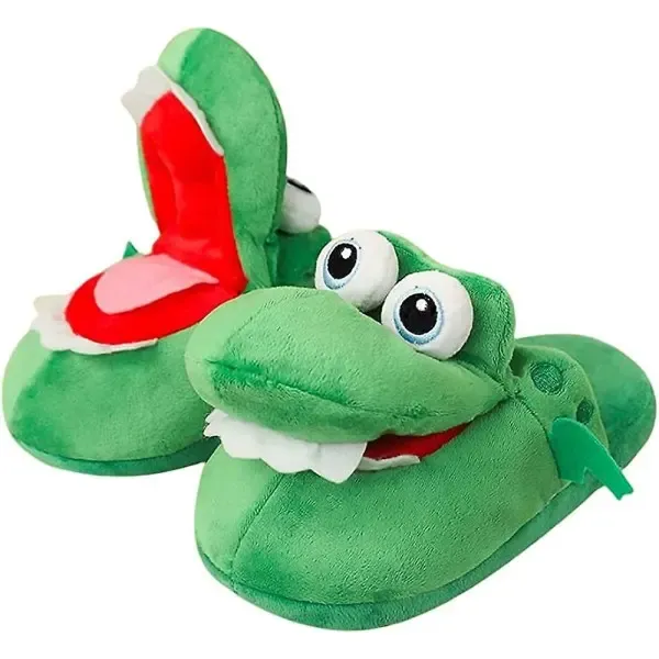 Adult Unisex Open Mouth Crocodile Dinosaur Shark Animal Slippers, Cute Kawaii Design with Non-Slip Sole, One Size 38-39 for Fun Warm Indoor Wear - Image 1