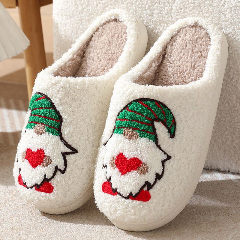 Winter Christmas Cotton Slippers for Women Dwarfs Size 39-40, Suede Upper TPR Sole Non-Slip Warm Thickened Home Shoes for Cold Season - Image 1