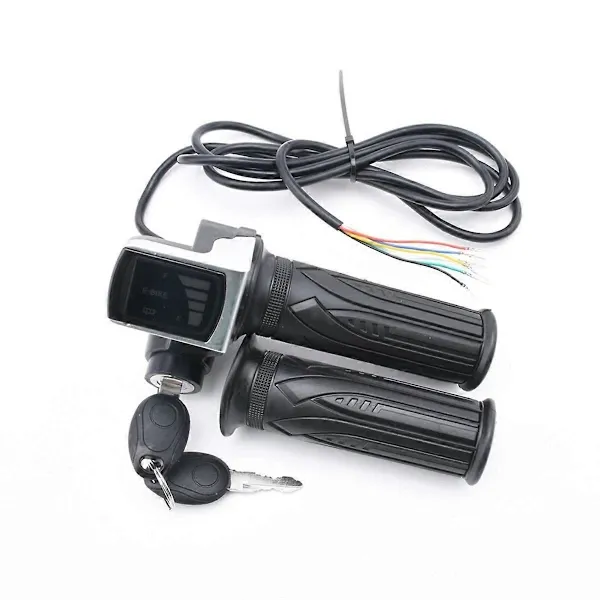 Replacement Electric Throttle Handle for Electric Bike Scooter Twist Throttle Handle with LCD Display and Power, Made of Abs, Black Color - Image 1