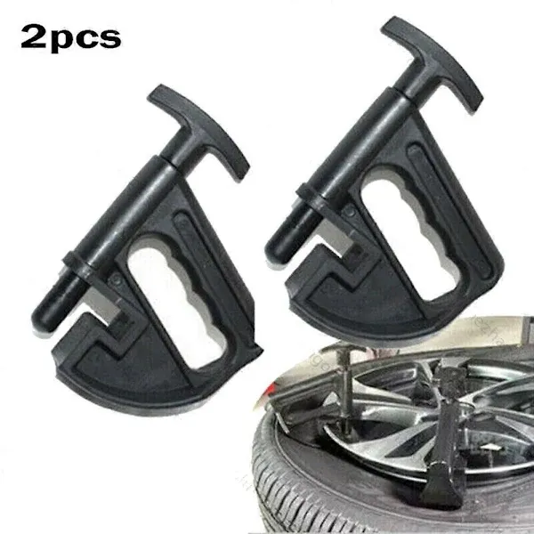 2pcs Car Tire Changer Rim Clamp Tire Mounting Machine Rim Pressing Tool Wheel Changing Aid Rim Clamp Adapter Black Accessories, Made of Plastic - Image 1