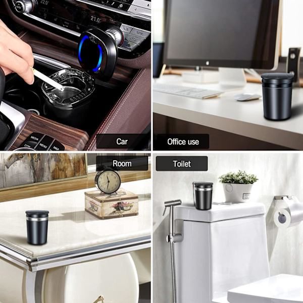 High Quality {CA}Portable ashtray for car, LED ashtray with lid for car, home, office, Made of Steel, Blue Color - Image 3