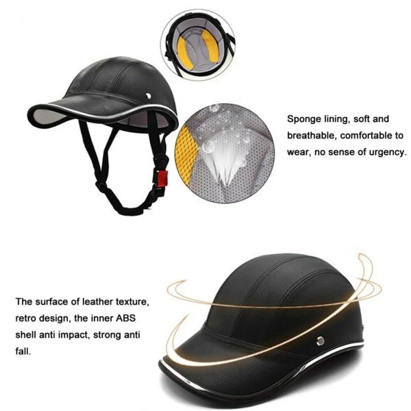 Motorcycle Half Helmet Cap Half Helmet Electric Bike Scooter UV Protection Safety Helmet 54-60cm Silver Silver, Made of Fabric - Image 3