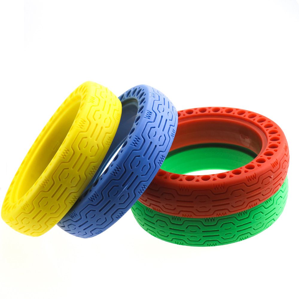 Compatible For Xiaomi electric scooter color solid tire multi-color honeycomb tire hollow air-free tire M365 explosion-proof solid tire, Black Color - Image 2