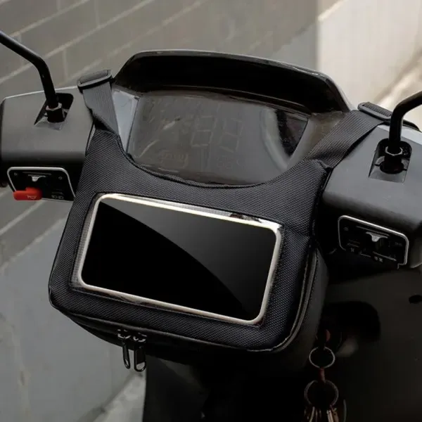 Replacement Electric Bicycle Handlebar Front Bag Waterproof Motorcycle Main Bag Motocross E-Scooter Phone Navigation Bag Package Pouch, Black Color - Image 3