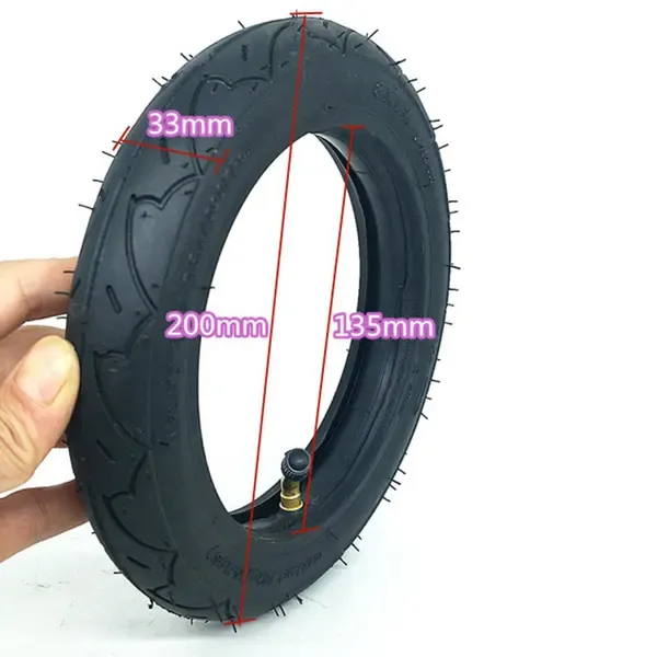 2x High Quality 8 Inch Tire 8x1 1/4 Scooter Tire & Inner Tube Set Bent Valve Fits Bicycle Electric /, Made of Rubber - Image 1