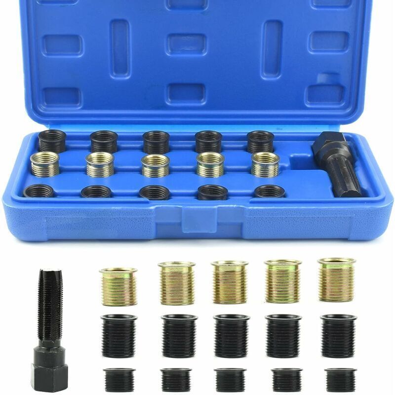 16 Pieces Spark Plug Thread Repair Kit, M14 x 1.25 mm Spark Plug Thread Repair Kit, M16 Tap with Portable Case, Spark Plug Repair Tool., Made of Steel - Image 1
