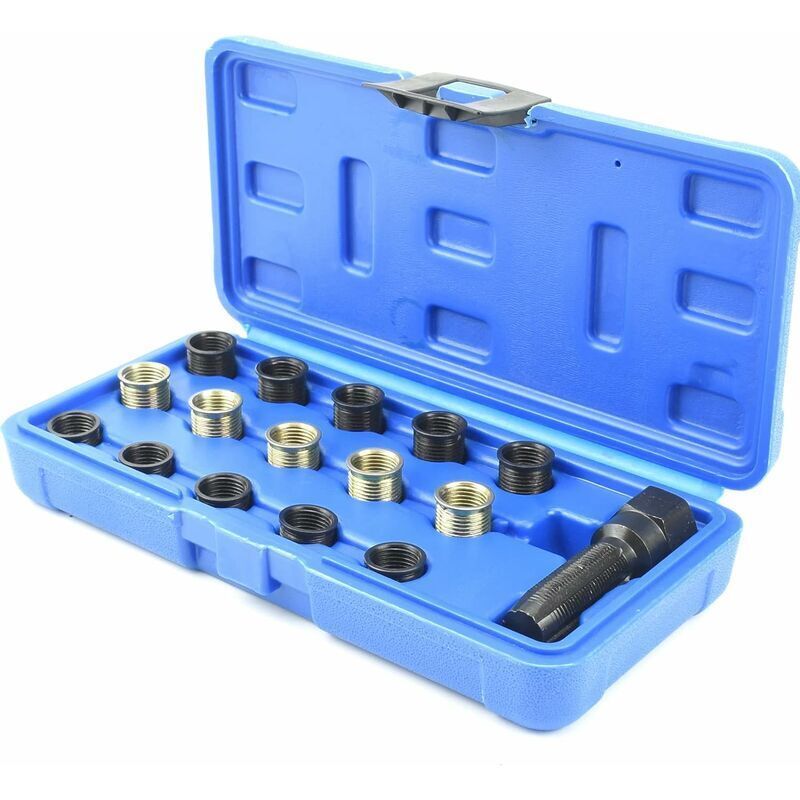 16 Pieces Spark Plug Thread Repair Kit, M14 x 1.25 mm Spark Plug Thread Repair Kit, M16 Tap with Portable Case, Spark Plug Repair Tool., Made of Steel - Image 2