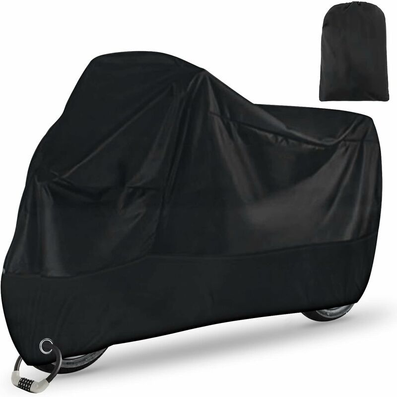 Replacement Waterproof motorcycle cover xxl black for scooter bike protection against dust snow rain wind uv., Made of Fabric, Silver Color - Image 1