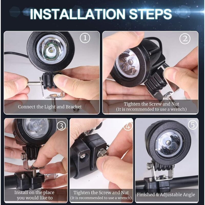 Compatible 10w white led motorcycle fog light 2pcs waterproof 3 inch additional light for bike car truck, Made of Aluminum - Image 4