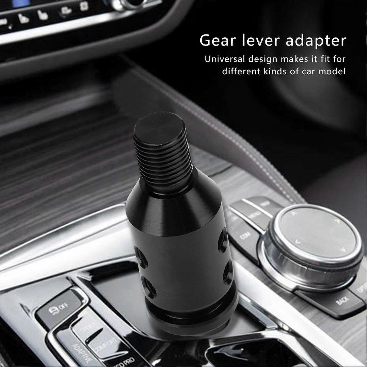 Universal Car Gear Shift Knob Adapter Compatible with Non-Threaded Gear Shifters 12x1.25-Perfect, Made of Aluminum, Black Color - Image 2