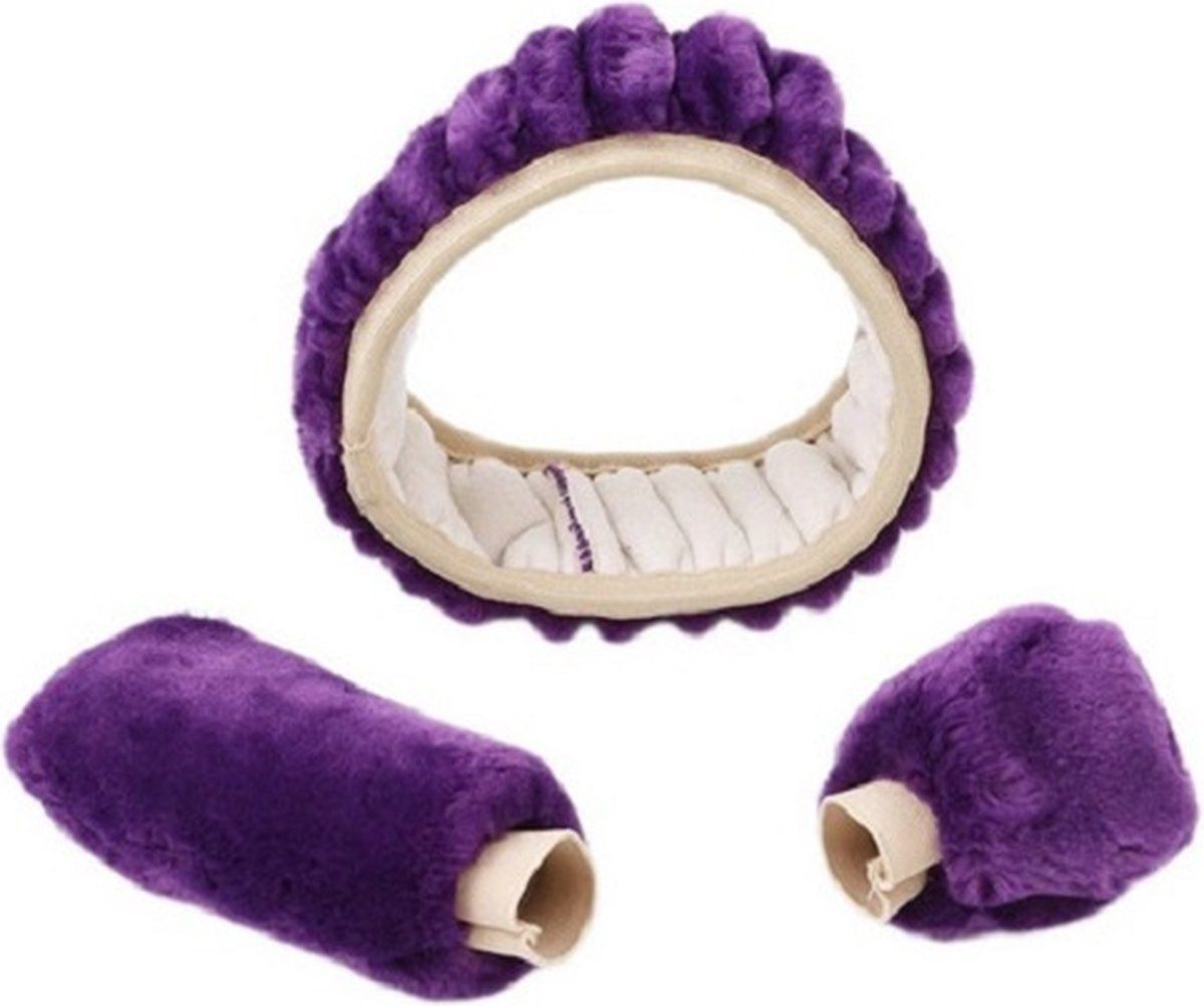 Reliable Professional Compatible Synthetic wool handlebar cover set - purple, Great Value, Easy to Use, Good Performance - Image 2