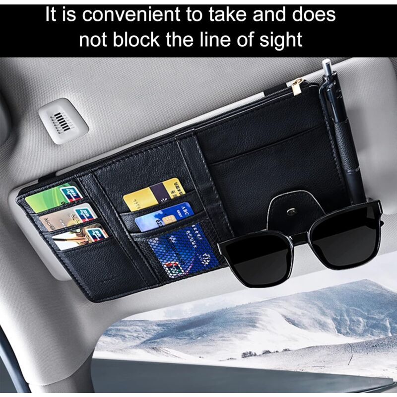 Car Interior Pocket Car Sun Visor Organizer Car Sun Visor Storage Car Sun Visor Clip Organizer Used for Credit Cards, Made of Glass - Image 4