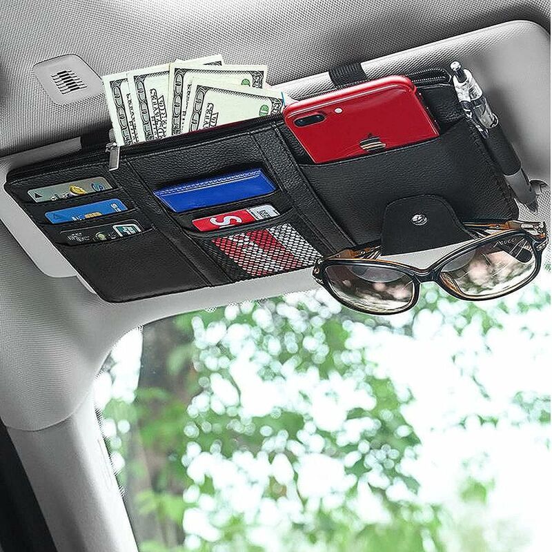 Car Interior Pocket Car Sun Visor Organizer Car Sun Visor Storage Car Sun Visor Clip Organizer Used for Credit Cards, Made of Glass - Image 5