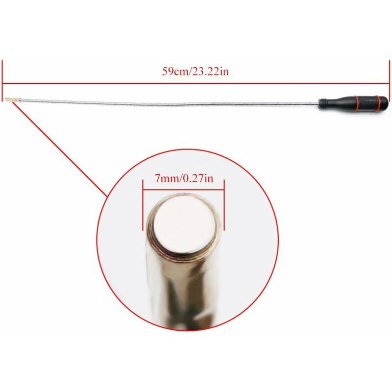 Flexible Magnetic Pick Up Tool 590mm - Portable Magnet for Nuts, Bolts, Screws, Auto Parts - 1pc, Made of Metal - Image 2