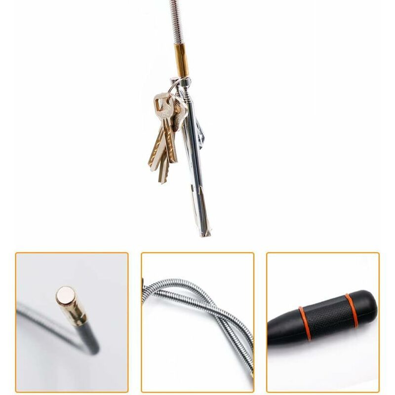Flexible Magnetic Pick Up Tool 590mm - Portable Magnet for Nuts, Bolts, Screws, Auto Parts - 1pc, Made of Metal - Image 4
