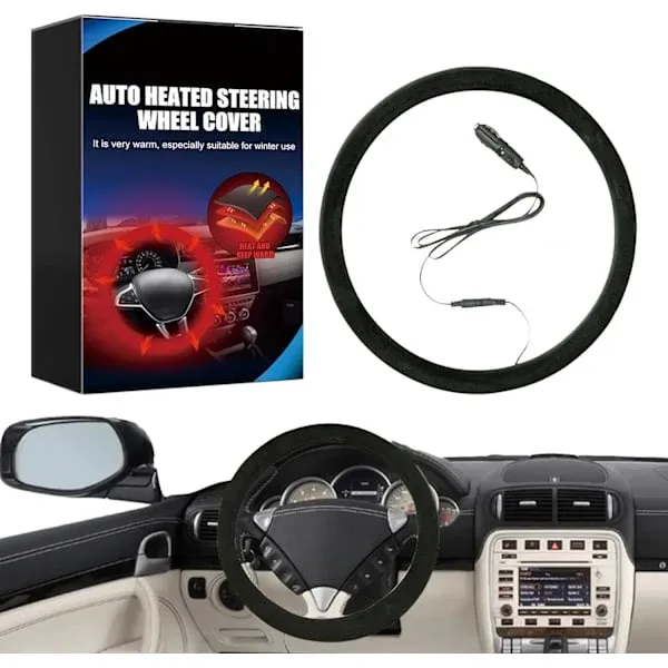 Sturdy Heavy Duty Heated Steering Wheel Muff Winter Hand Warmer Universal Car Steering Wheel Warmer Black, Top Quality - Image 2