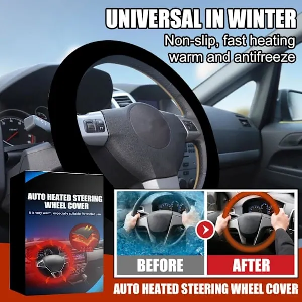 Sturdy Heavy Duty Heated Steering Wheel Muff Winter Hand Warmer Universal Car Steering Wheel Warmer Black, Top Quality - Image 3