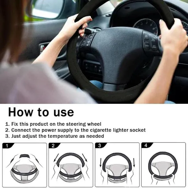 Sturdy Heavy Duty Heated Steering Wheel Muff Winter Hand Warmer Universal Car Steering Wheel Warmer Black, Top Quality - Image 5