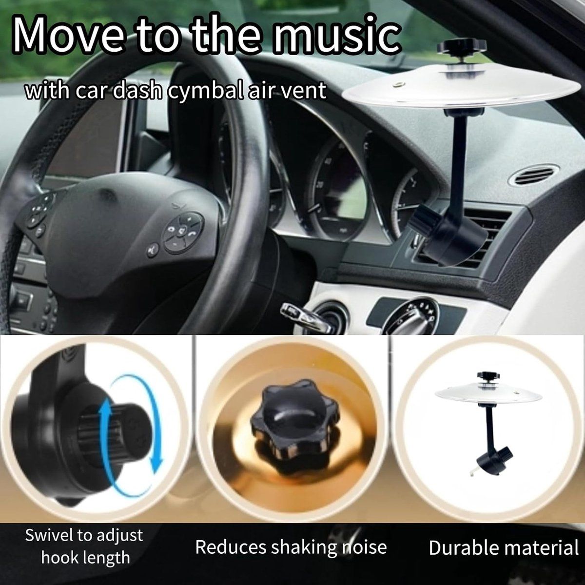 Anti - crash cymbals for cars 2 pieces Car cymbal air vents for for vent for drum for Replacement Part, Easy to Use - Image 3