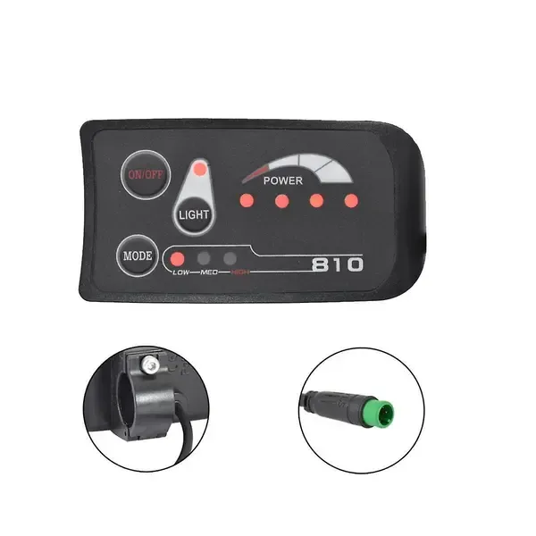 5-pin S810 Electric Bike Meter LED Display Ip65 36v Uart for Electric Bike E-Bike Meter (36v)- Perfet-max, Made of Plastic, Black Color - Image 1